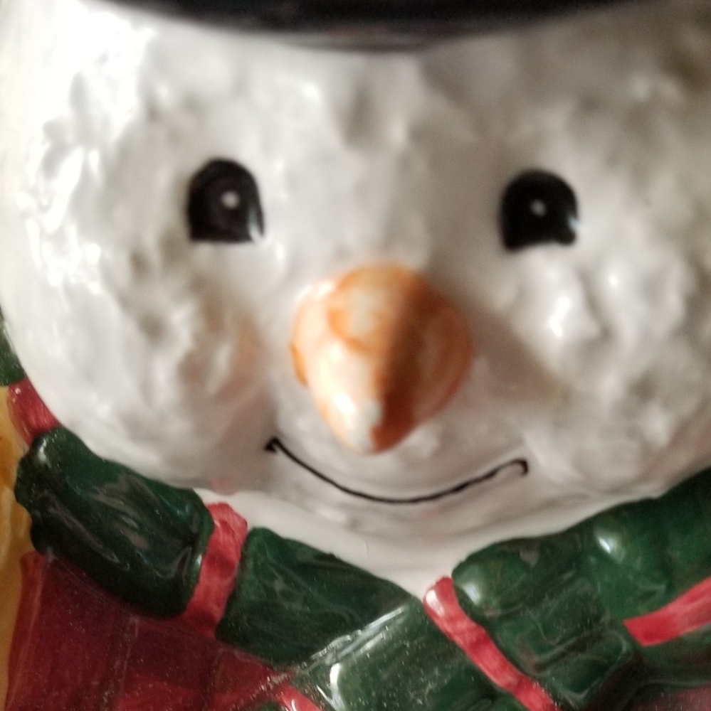 Snowman Cookie Candy Dish Large Brand new
